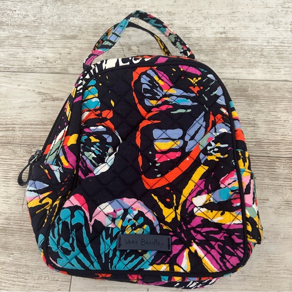 Vera Bradley Butterfly Flutter LUNCH Bag Navy Blue Printed Medium - Picture 1 of 11